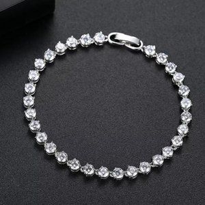 NEW 925 STERLING SILVER DIAMOND ROUND TENNIS BRACELET